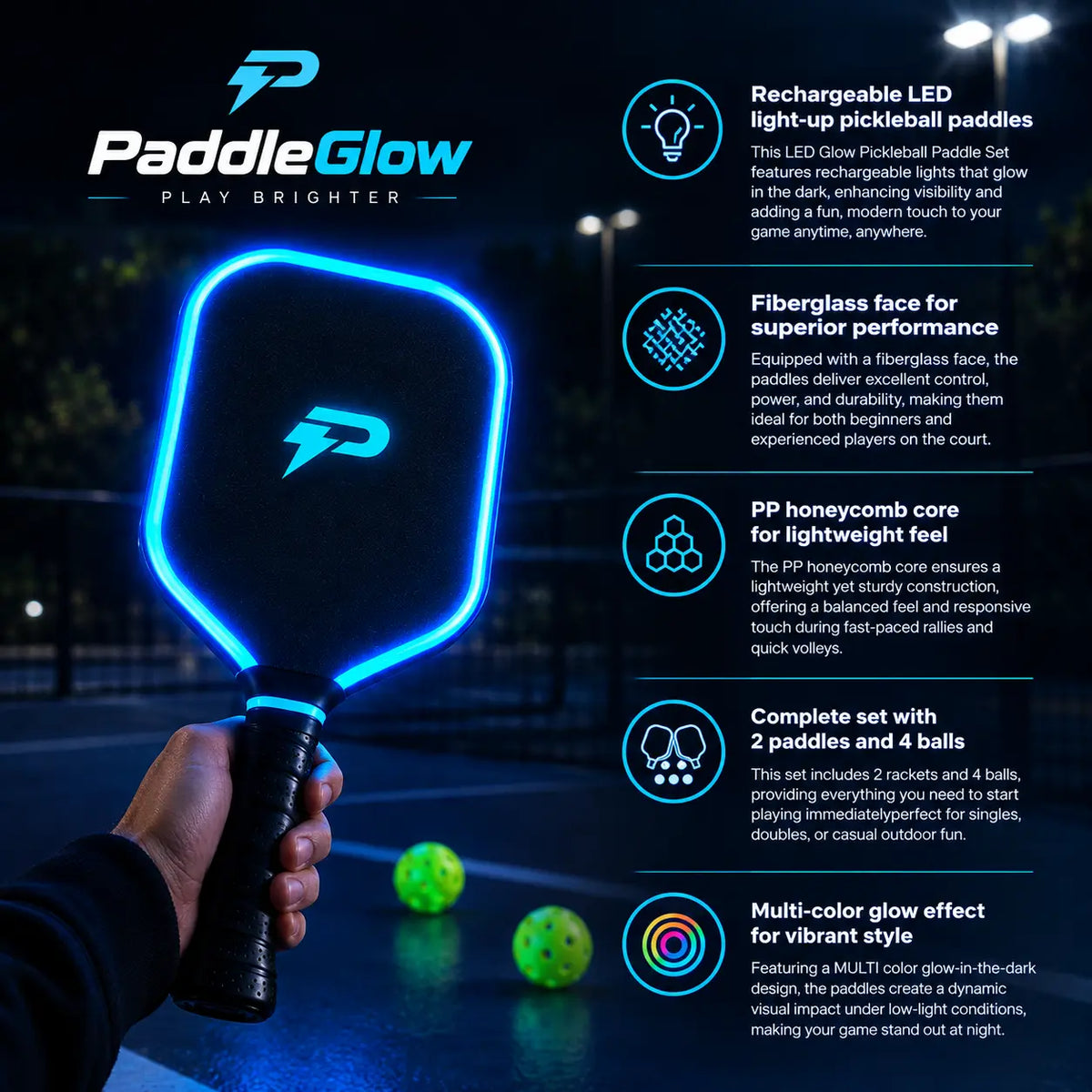 PaddleGlow LED Pickleball Paddle